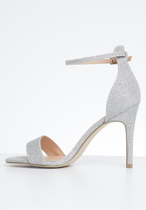 New Look - Glitter ankle strap stiletto heel - silver