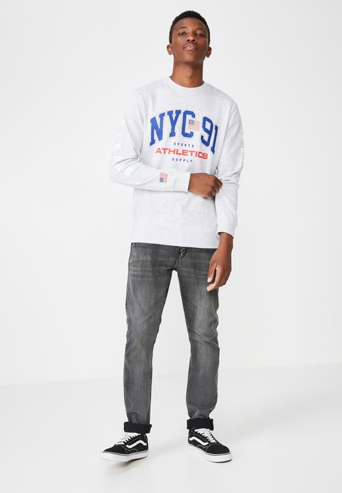 Cotton On - NYC 91 athletics crew fleece  -  grey