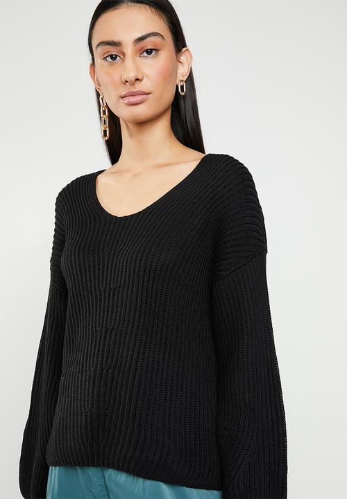 ONLY - Hilde v neck pullover knit - black