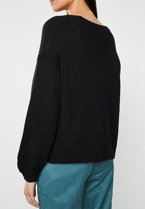 ONLY - Hilde v neck pullover knit - black