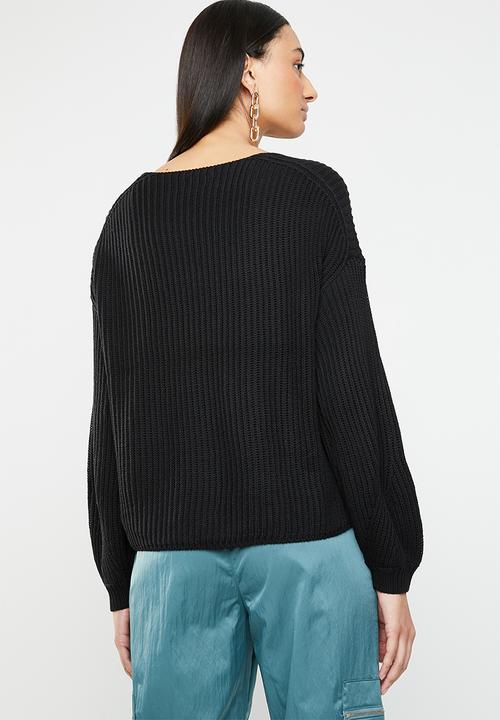 ONLY - Hilde v neck pullover knit - black