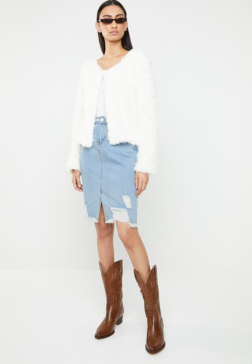 ONLY - Fiona long sleeve cardigan sweat - white