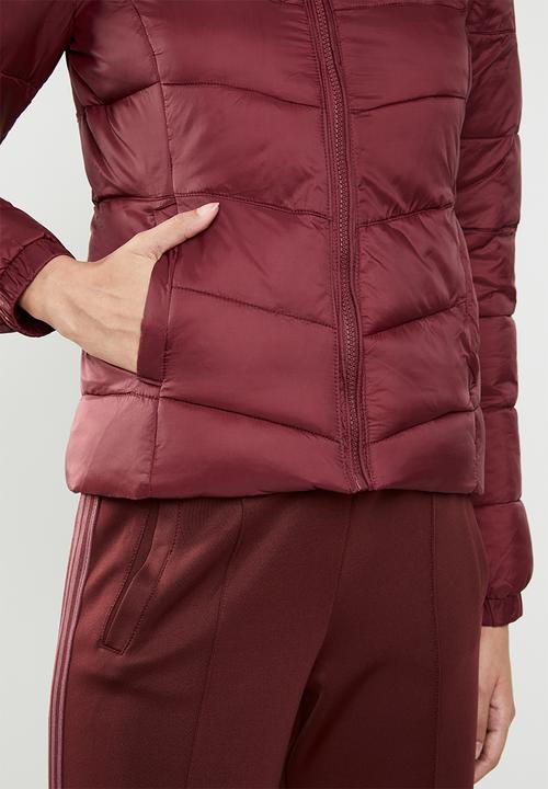 ONLY - North quilted panel hooded jacket - red