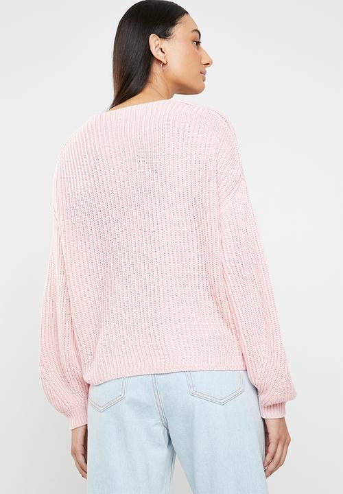 ONLY - Hilde v neck pullover knit - pink