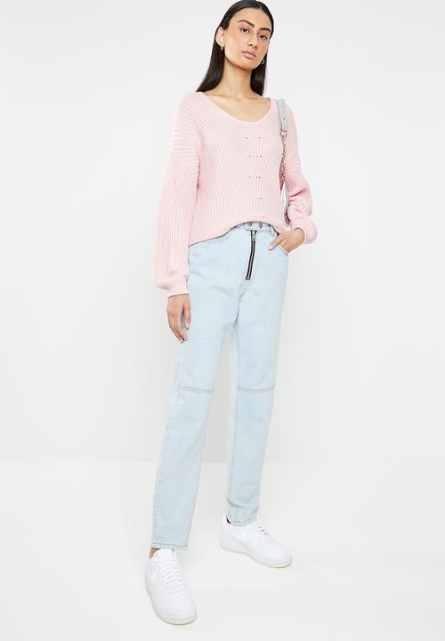 ONLY - Hilde v neck pullover knit - pink