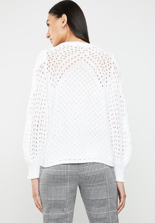 ONLY - Hilde long sleeve cable pullover - white
