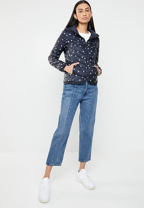 ONLY - Demi printed puffer jacket - navy & white
