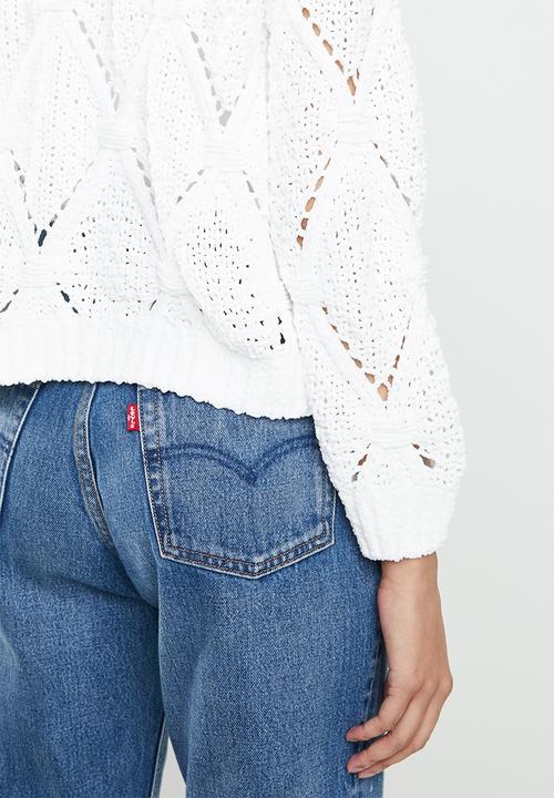 ONLY - Yasmin long sleeve structure pullover - white