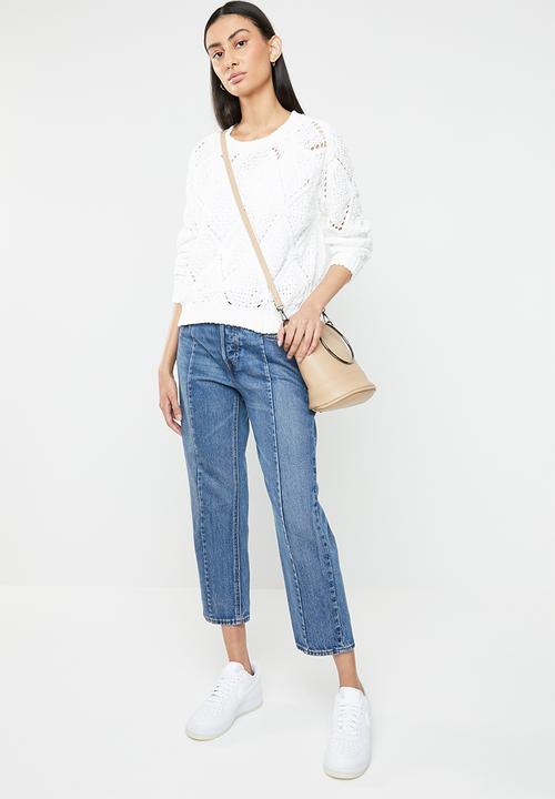 ONLY - Yasmin long sleeve structure pullover - white