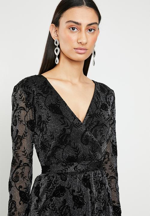 ONLY - Tayla long sleeve lace maxi dress - black