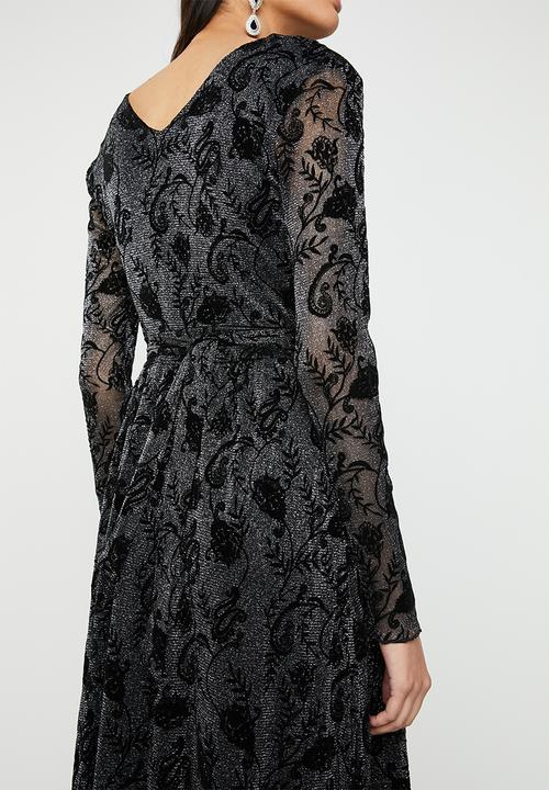ONLY - Tayla long sleeve lace maxi dress - black