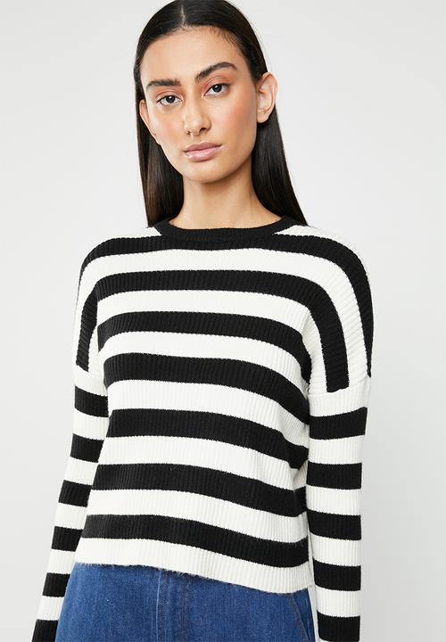 ONLY - Gwen long sleeve pullover knit - black & neutral