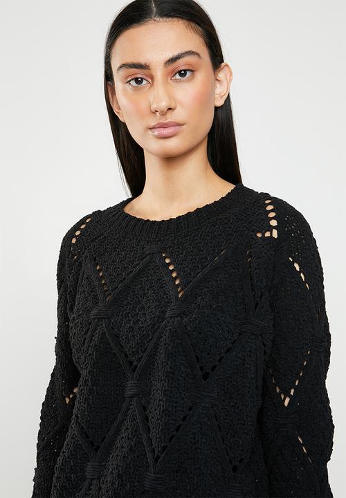 ONLY - Yasmin long sleeve structure pullover - black