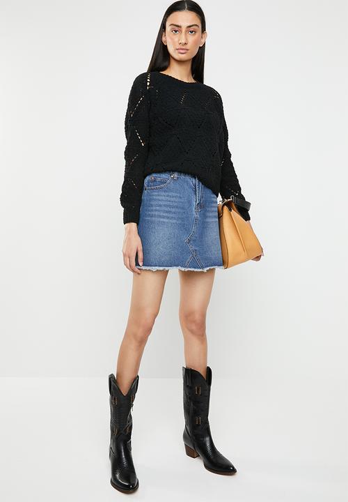 ONLY - Yasmin long sleeve structure pullover - black