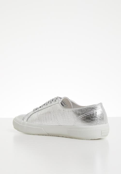 SUPERGA - 2750 Cotu metallic croc print bling lo - 031 grey silver			