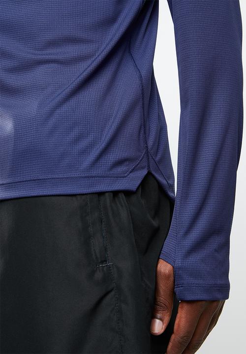 ASICS - Silver long sleeve 1/4 zip top - navy