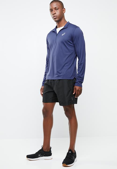 ASICS - Silver long sleeve 1/4 zip top - navy