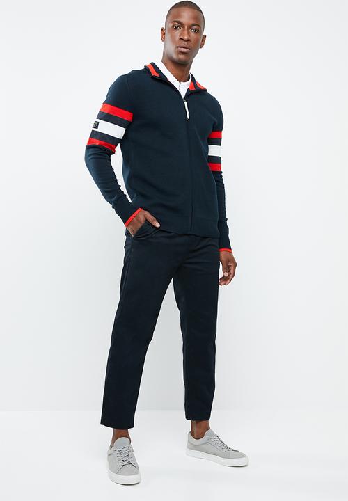 Jack & Jones - Clark knit kigh neck full-zip sweater - navy
