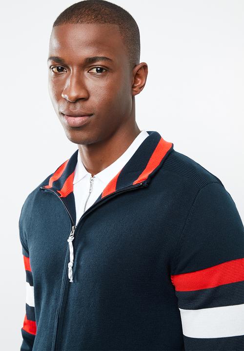 Jack & Jones - Clark knit kigh neck full-zip sweater - navy