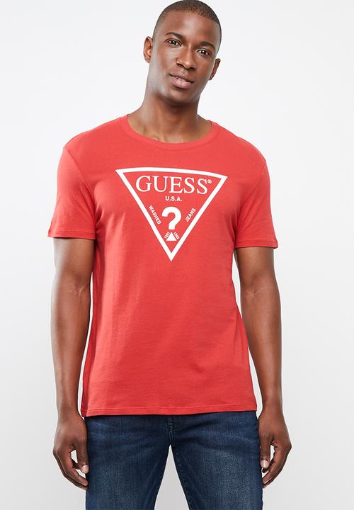 guess red triangle t shirt