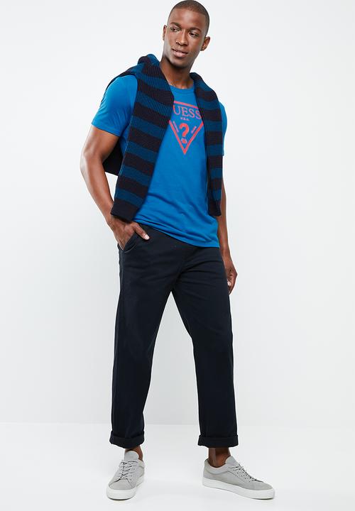 GUESS - Short sleeve core triangle tee - blue