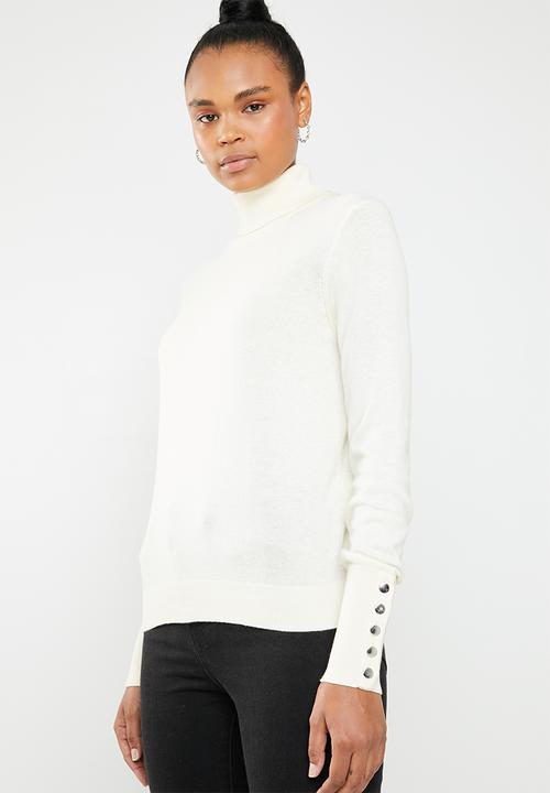 Vero Moda - Milda long sleeve rollneck button knit - neutral 