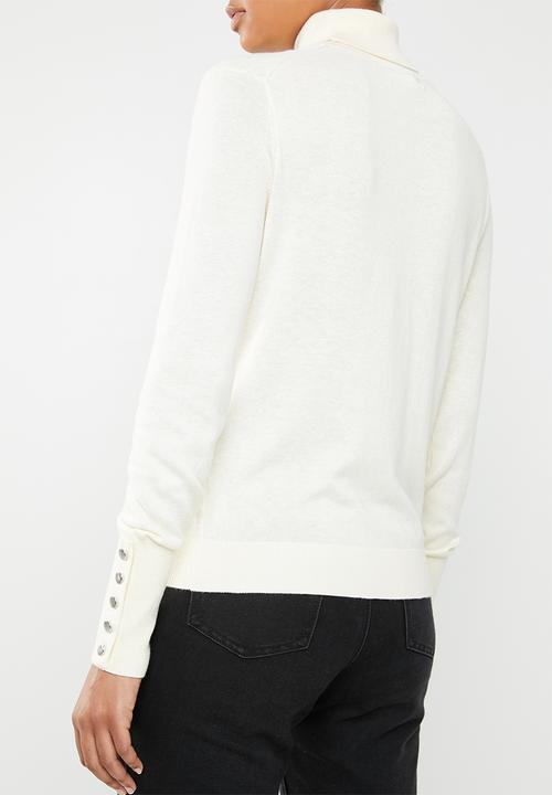 Vero Moda - Milda long sleeve rollneck button knit - neutral 