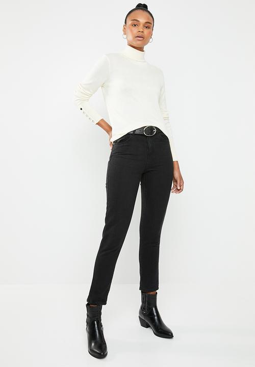Vero Moda - Milda long sleeve rollneck button knit - neutral 