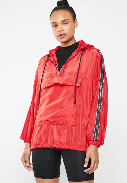 hooded half zip windbreaker