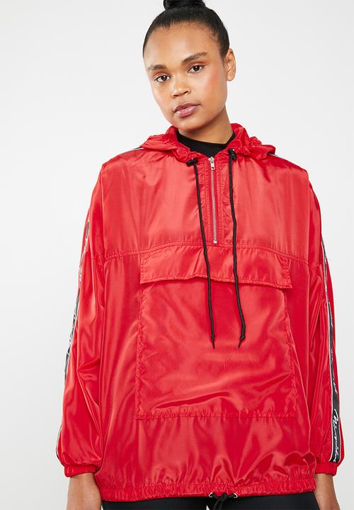 Missguided - Hooded half zip windbreaker - red