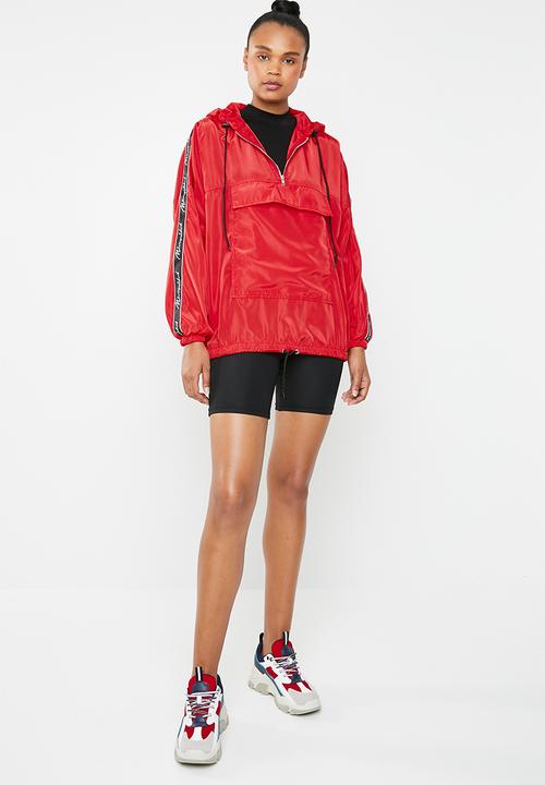 Missguided - Hooded half zip windbreaker - red