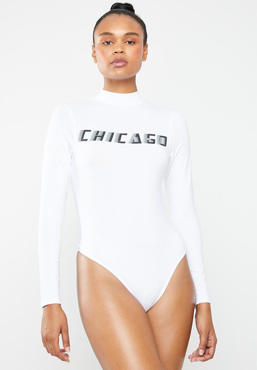 Missguided - Chicago high neck long sleeve bodysuit - white