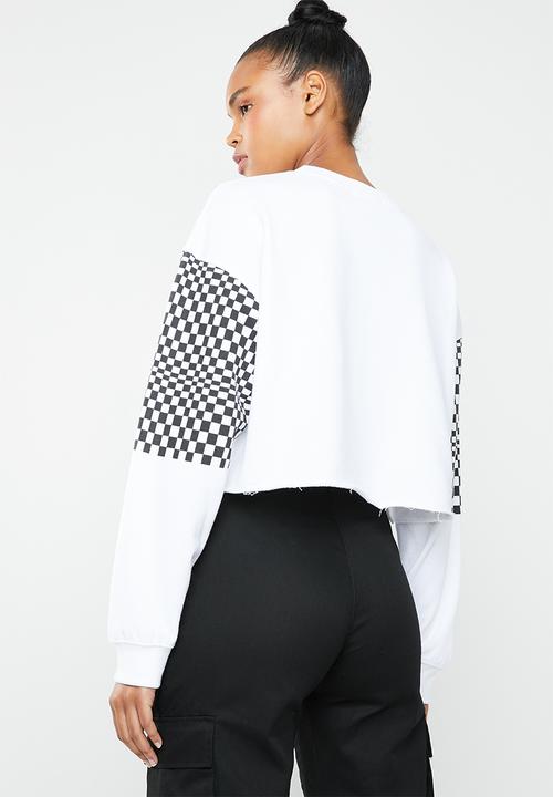 Missguided - Motorsport crop sweat - white