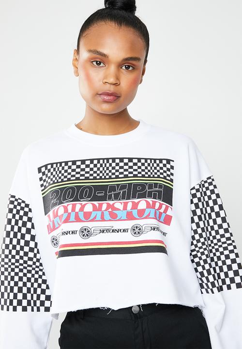 Missguided - Motorsport crop sweat - white
