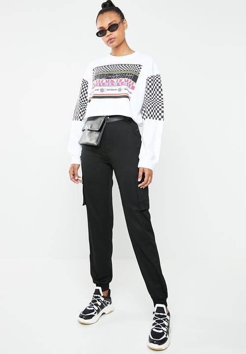 Missguided - Motorsport crop sweat - white