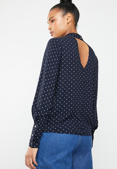 ONLY - Mesa choker top - navy & white