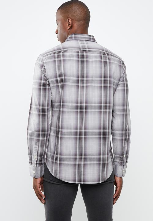 STYLE REPUBLIC - Button-up long sleeve check shirt - grey 