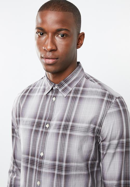 STYLE REPUBLIC - Button-up long sleeve check shirt - grey 