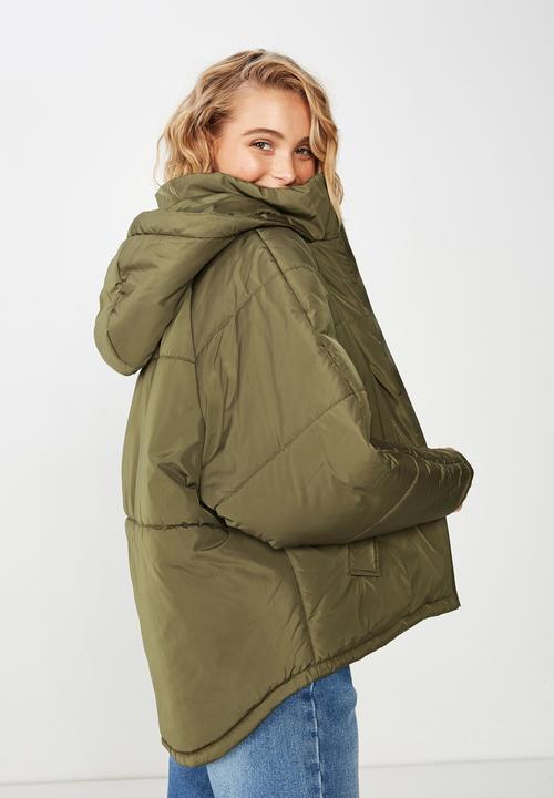Cotton On - Rudi raglan puffer - khaki