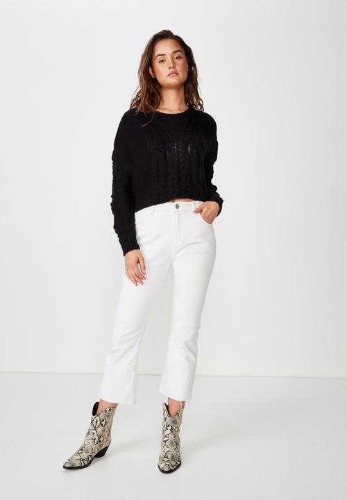Cotton On - Carrie sleeve detail cable pullover - black