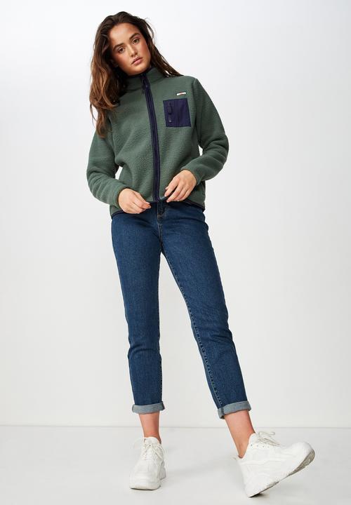 Cotton On - Zip thru polar fleeze - green & navy 