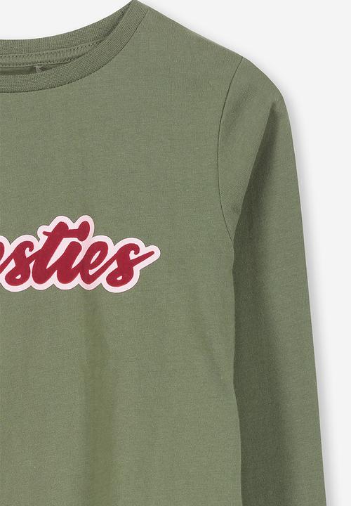 Cotton On - Penelope besties long sleeve tee - khaki & red