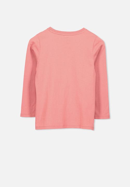 Cotton On - Penelope long sleeve  heart tee- pink
