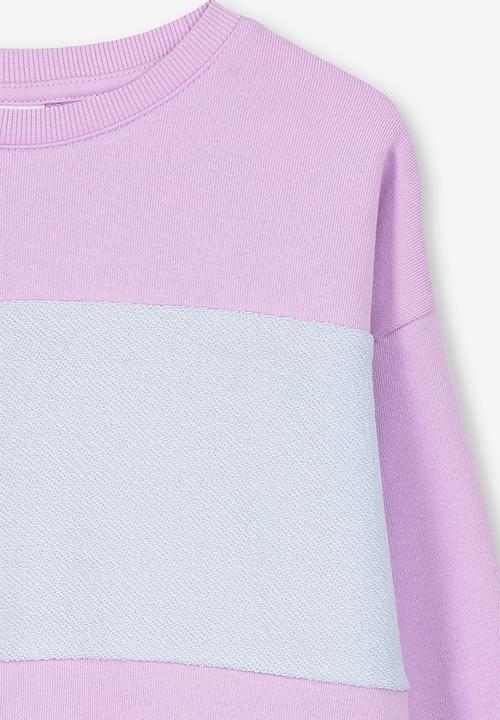 Cotton On - Premium spliced crew - purple & grey