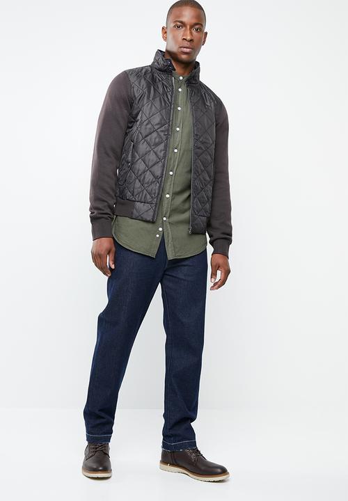 STYLE REPUBLIC - Quilted front zip jacket - brown