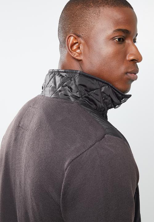 STYLE REPUBLIC - Quilted front zip jacket - brown
