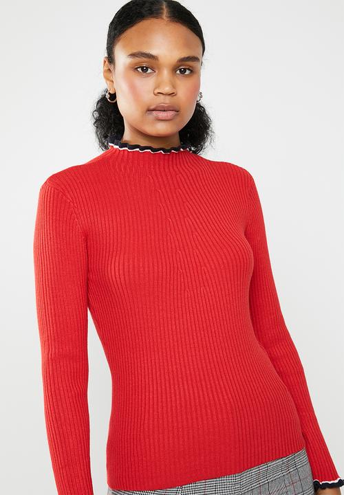 ONLY - Laura long sleeve pullover knit - red