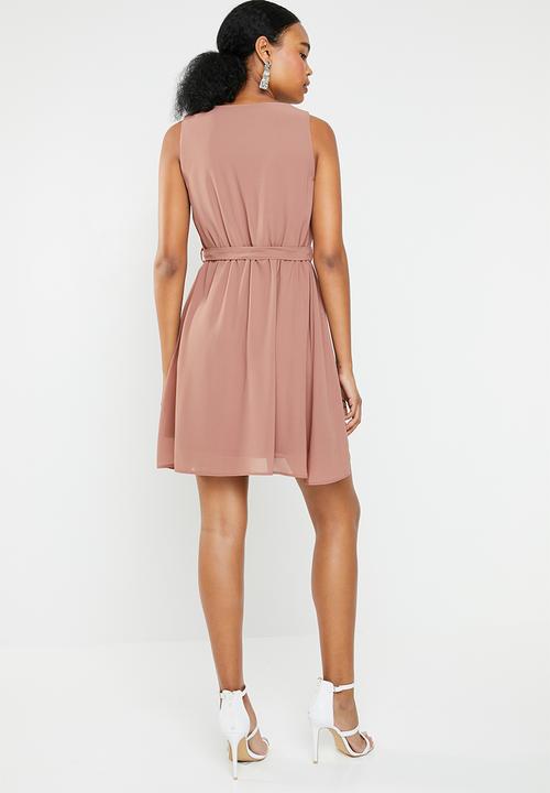 c(inch) - Self tie belted dress - pink