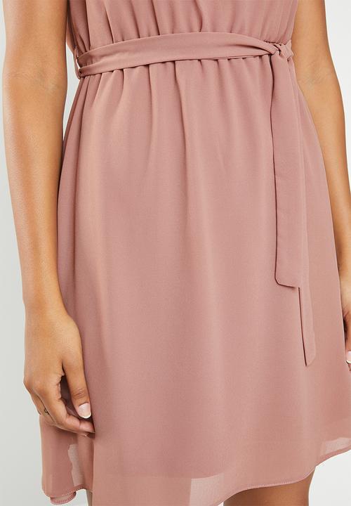 c(inch) - Self tie belted dress - pink