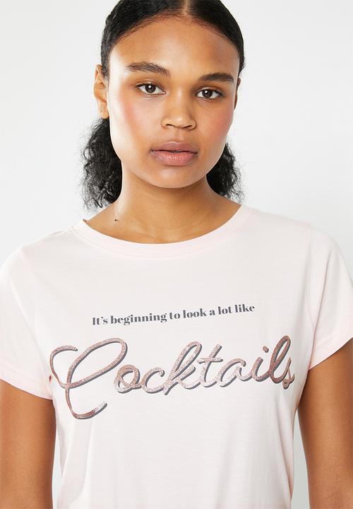 New Look - Cocktails pyjama jogger set - pink & grey